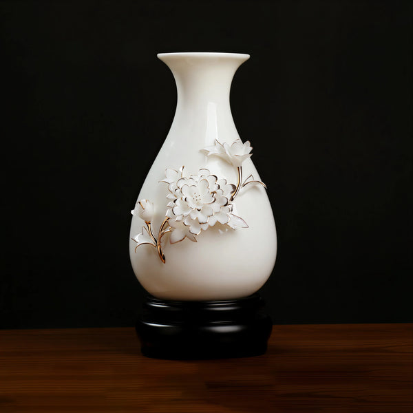 Imperial Peony Relief Pear Vase
