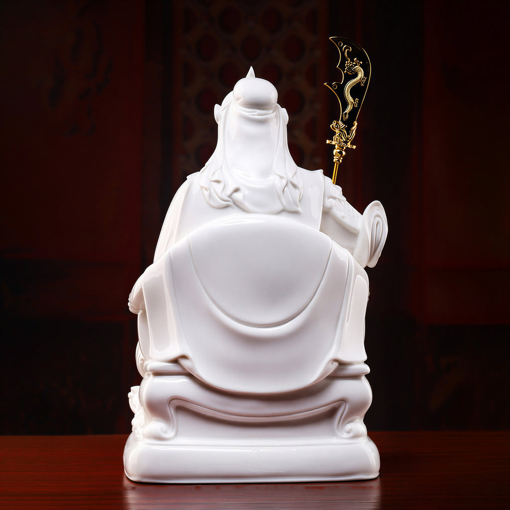 Jade Blanc de Chine Guan Gong Martial Deity Sculpture