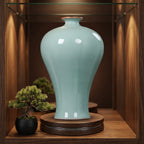 Close view of the blue-green glaze and fine crackle network