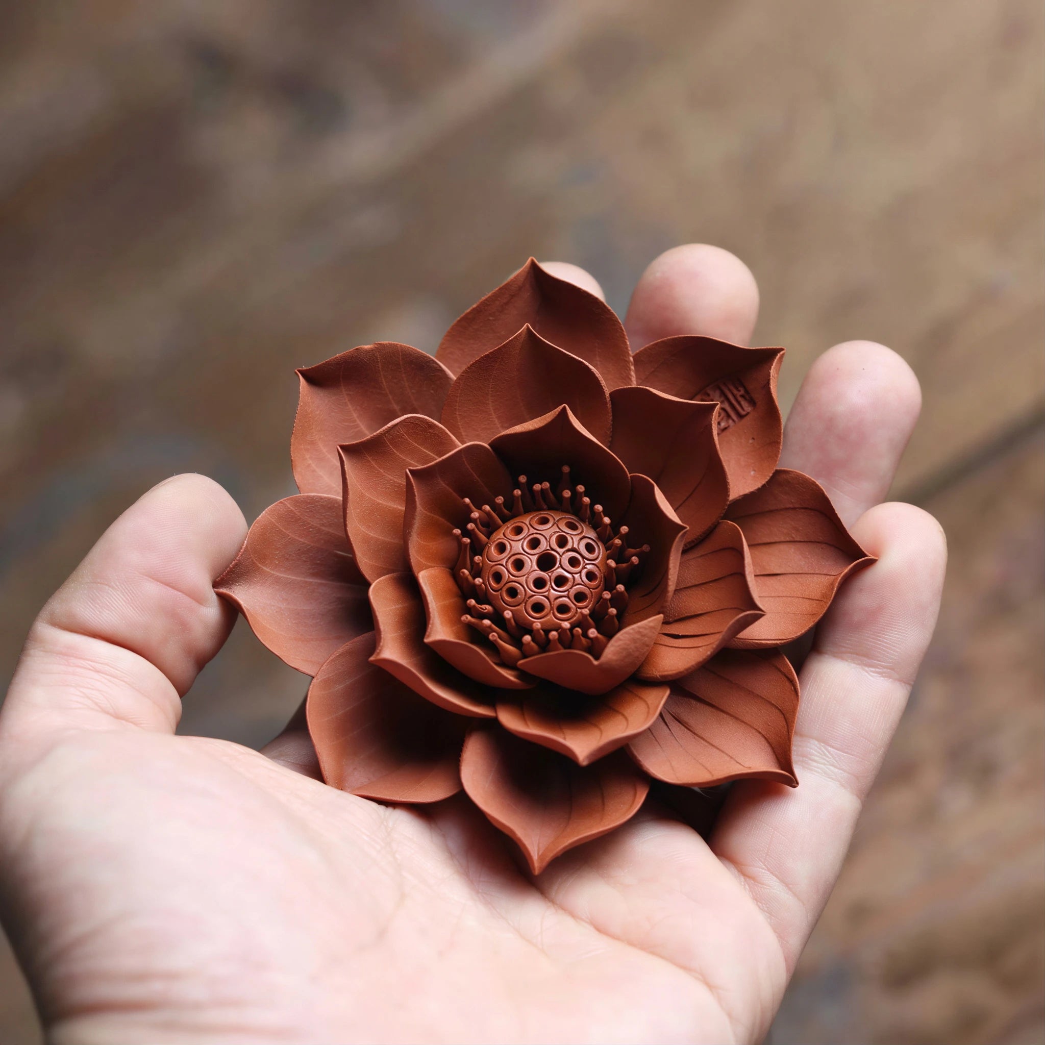 Zhuni botanical incense holder held in one hand