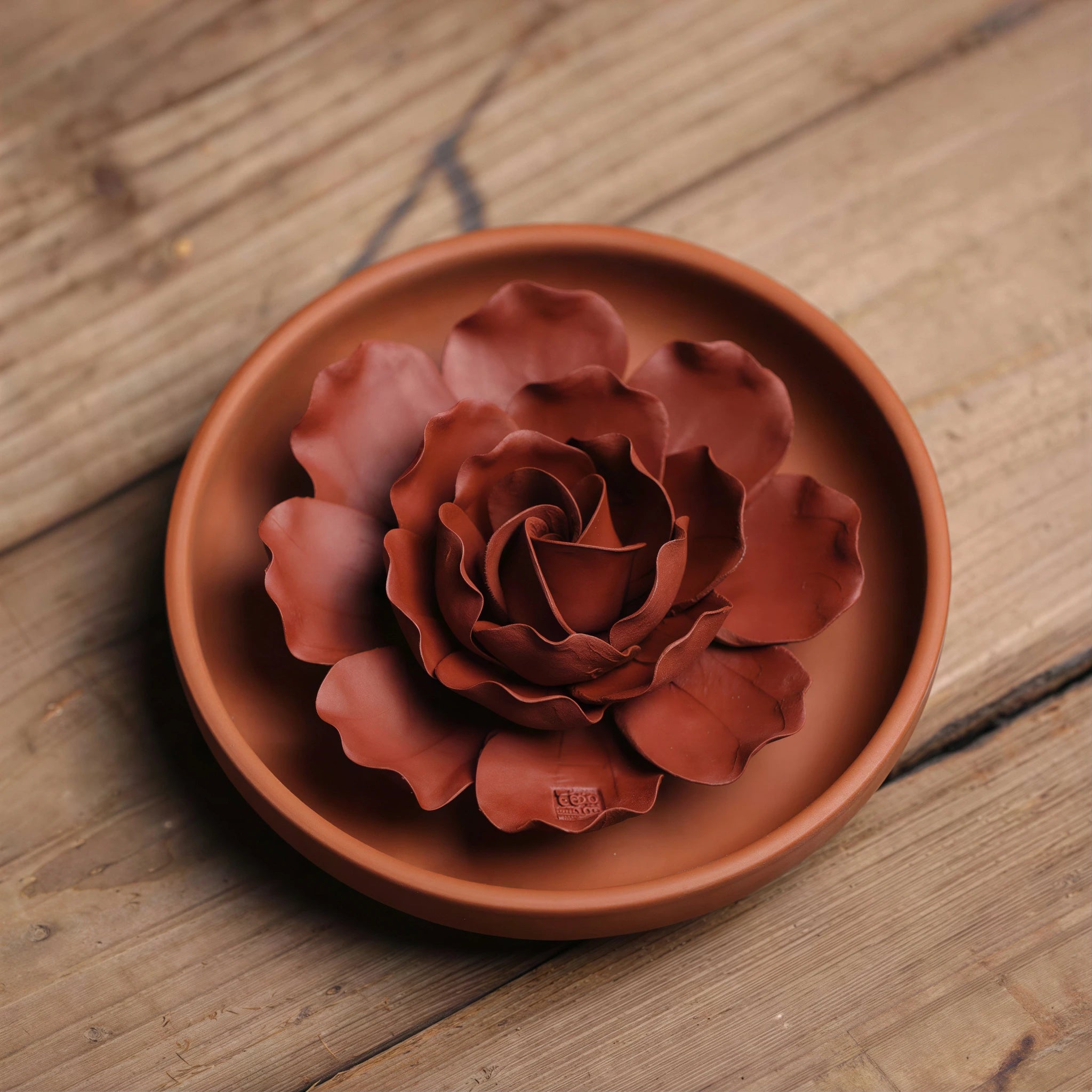 Chaozhou Zhuni camellia incense holder with matching plate