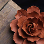 Close view of the warm red unglazed clay surface