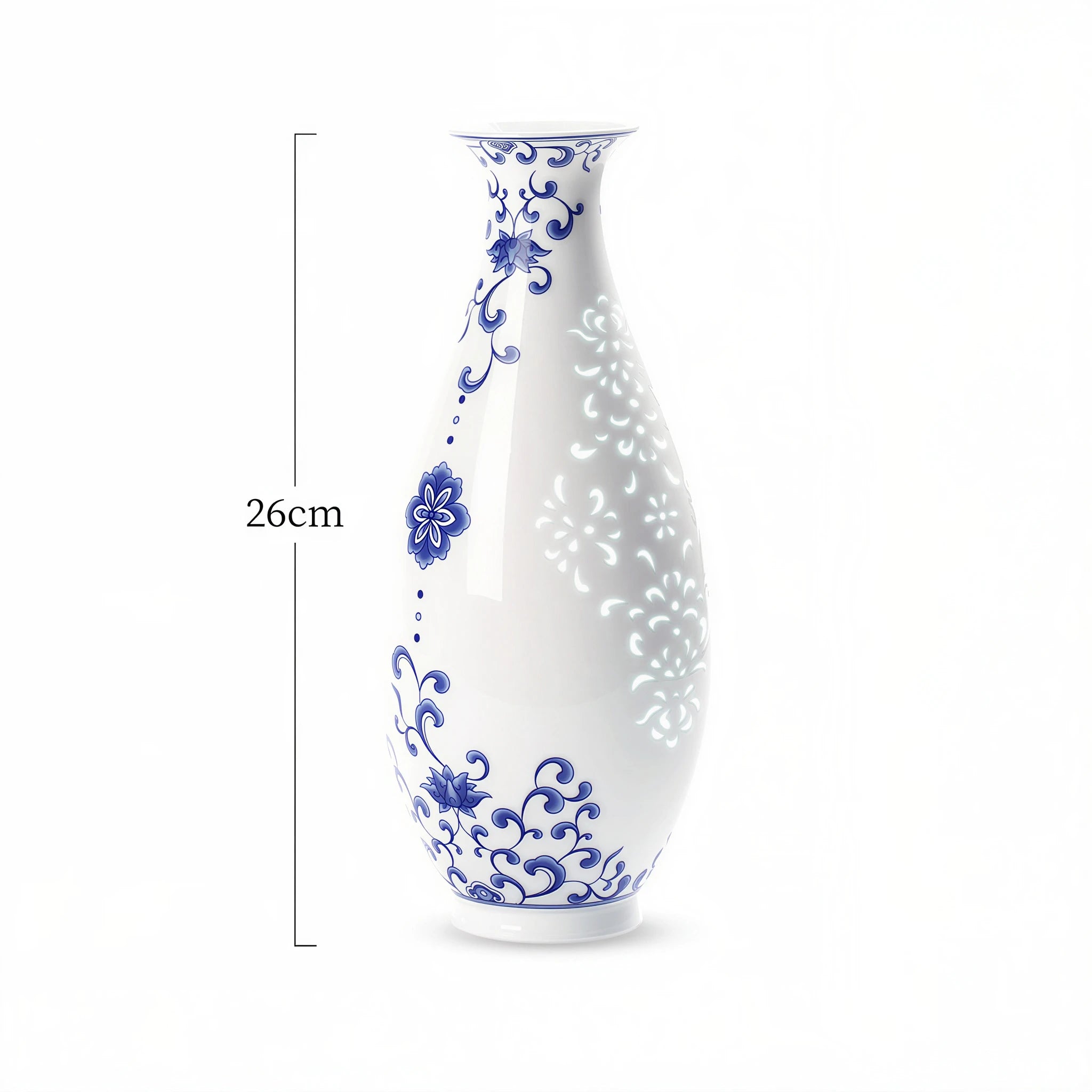 Cobalt Lotus Reticulated Guanyin Vase