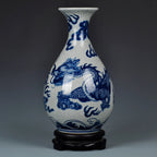 Side view of the pear-shaped Yuhuchun vase showing the dragon wrapping around the body