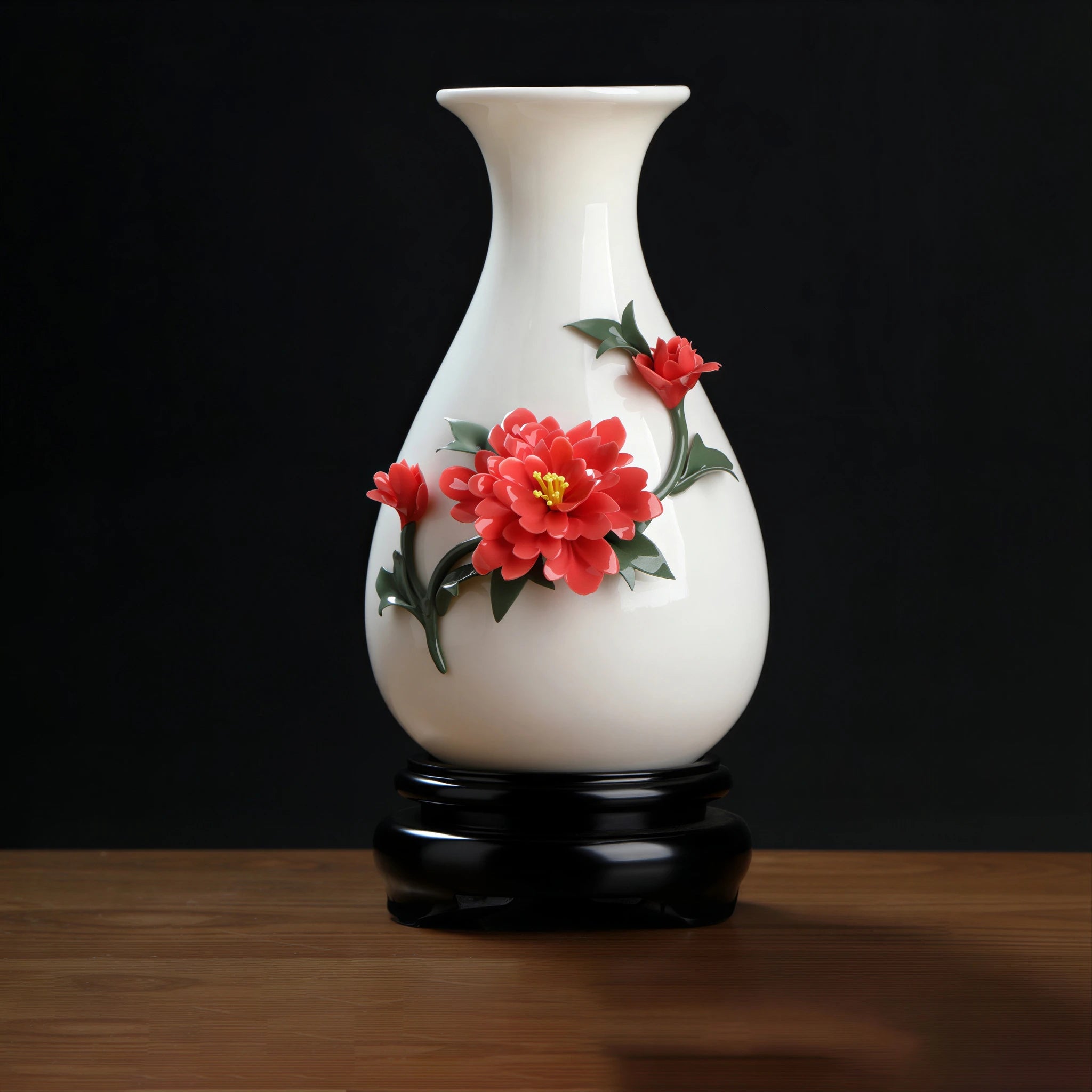Imperial Peony Relief Pear Vase