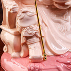 Detail of the crimson-glazed armor and layered robe