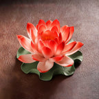 Crimson red Dehua porcelain lotus incense holder