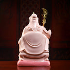 Rear view of the crimson-glazed Guan Gong robe and throne