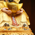 Full view of the pearl-gold Fu Bao Caishen porcelain sculpture