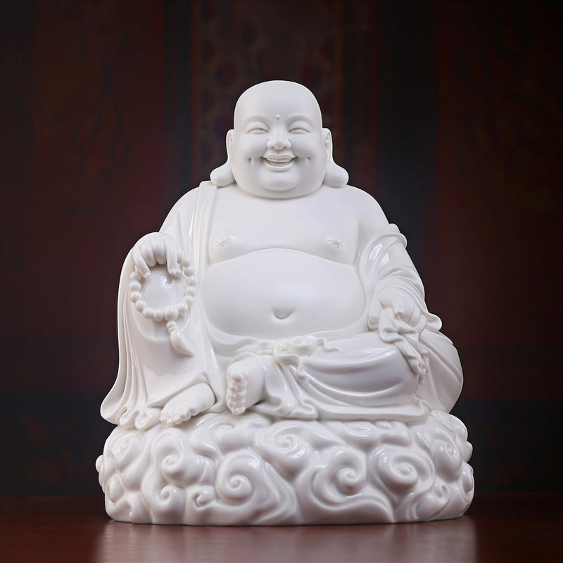 Dehua White Porcelain Maitreya Sculpture on Clouds