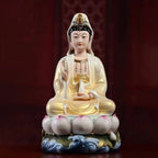 Large Dehua Guanyin sculpture with a gold-toned front