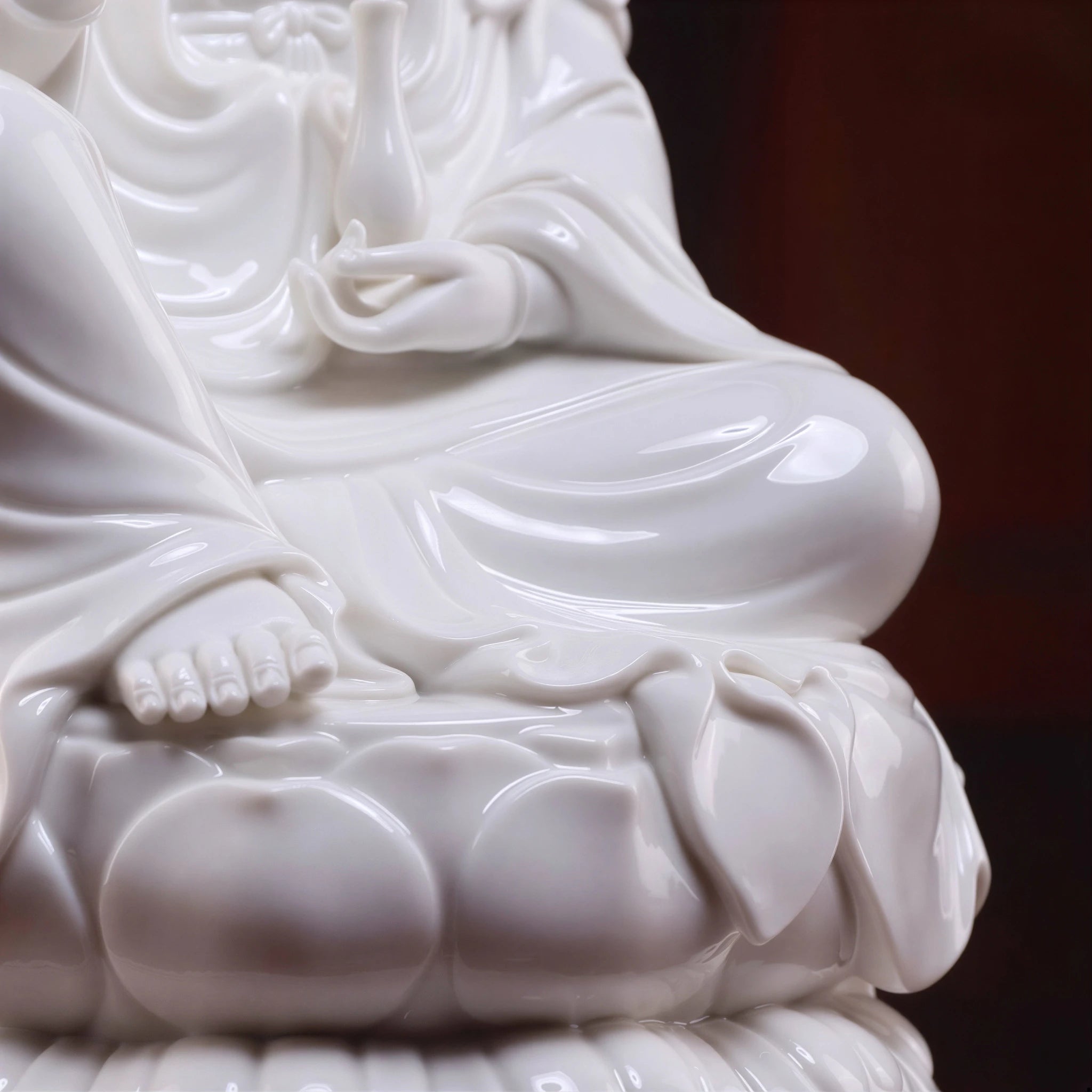 Close view of the layered lotus pedestal