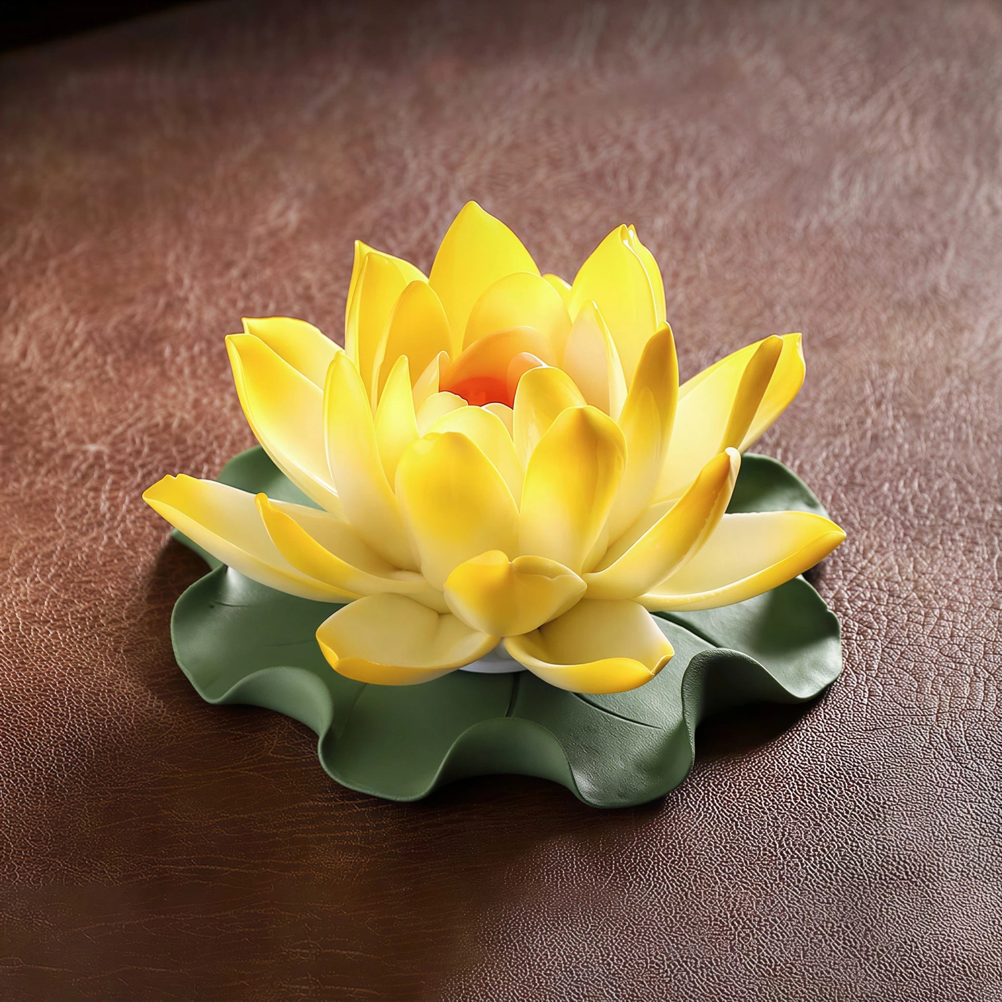 Imperial yellow Dehua porcelain lotus incense holder