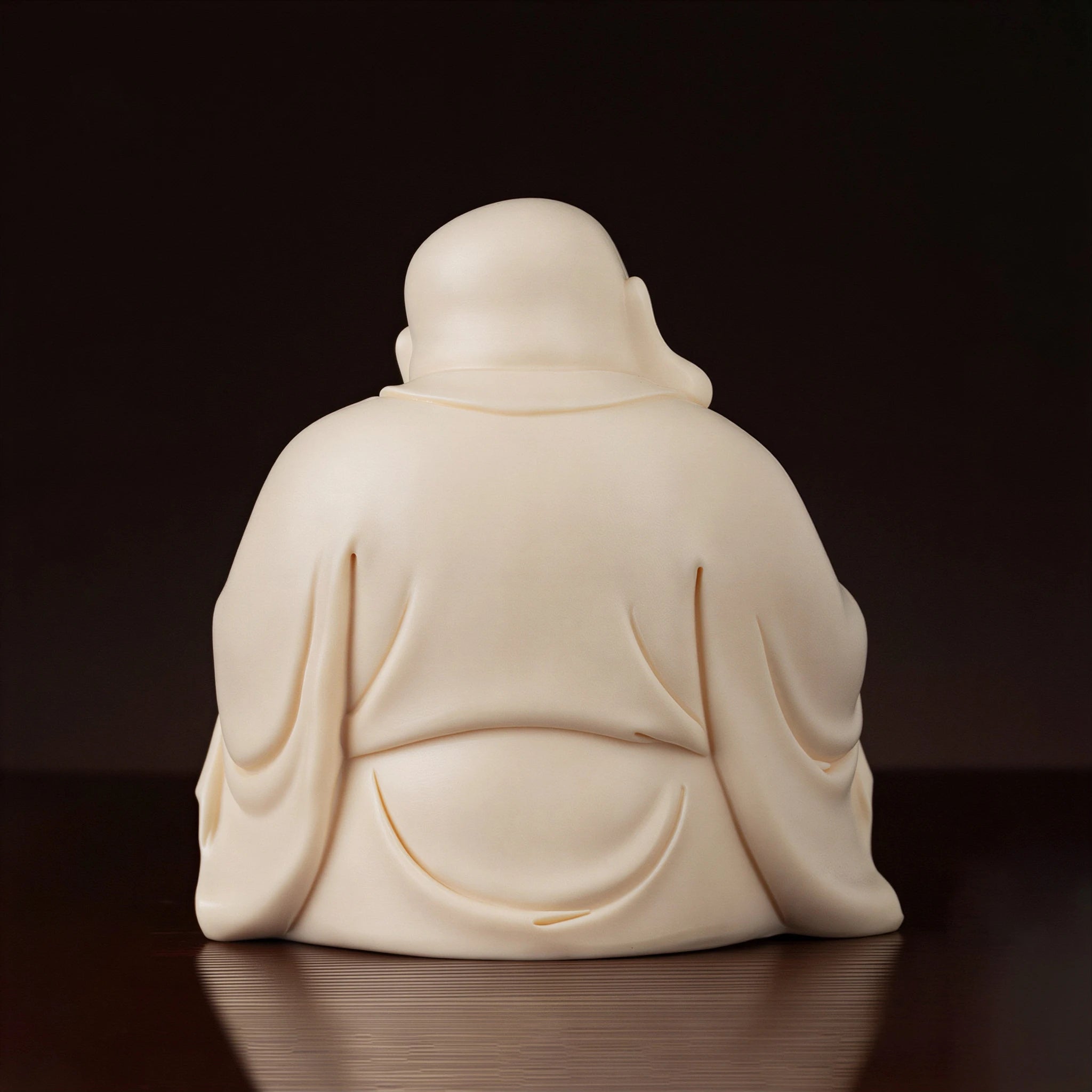 Rear view of the warm ivory porcelain robe
