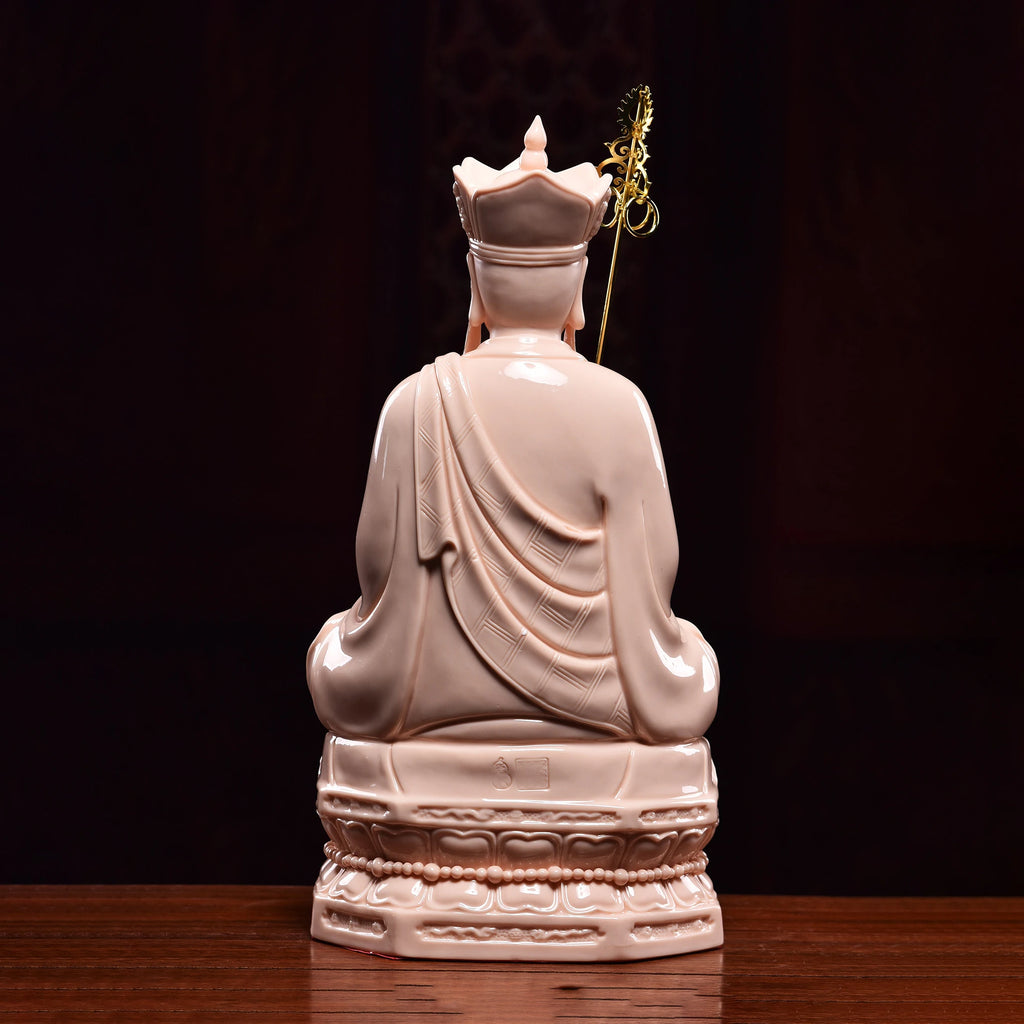 Rear view of the Ksitigarbha red-glazed finish and robes