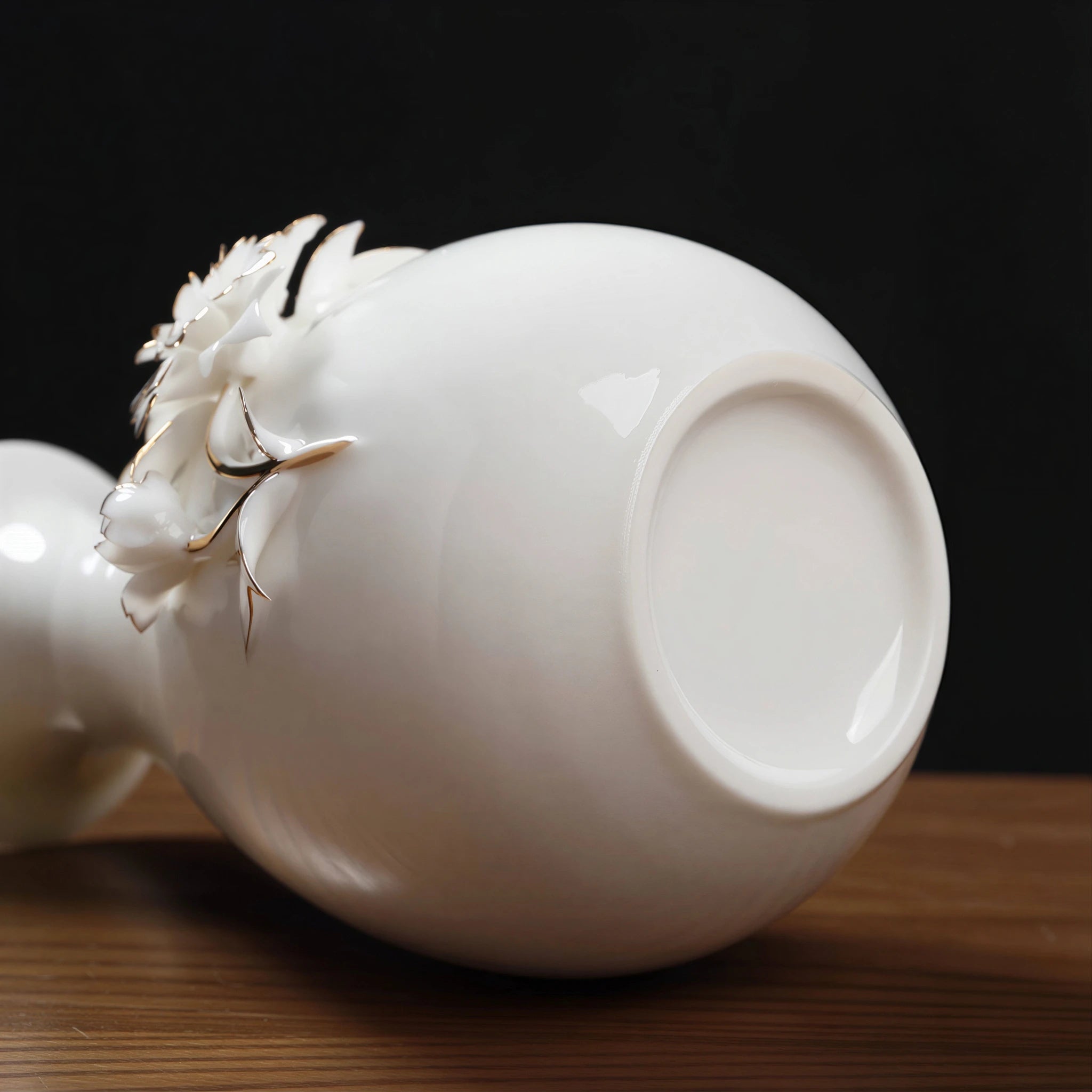 Base view of the Dehua lotus relief vase