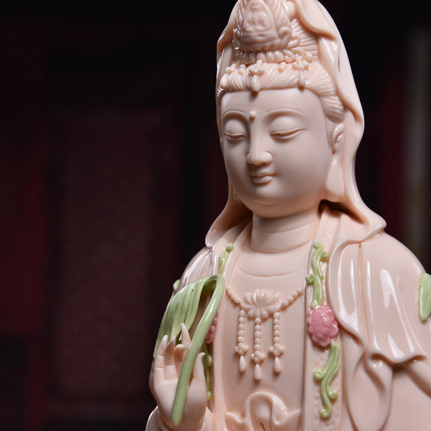 Close view of the layered pink lotus base