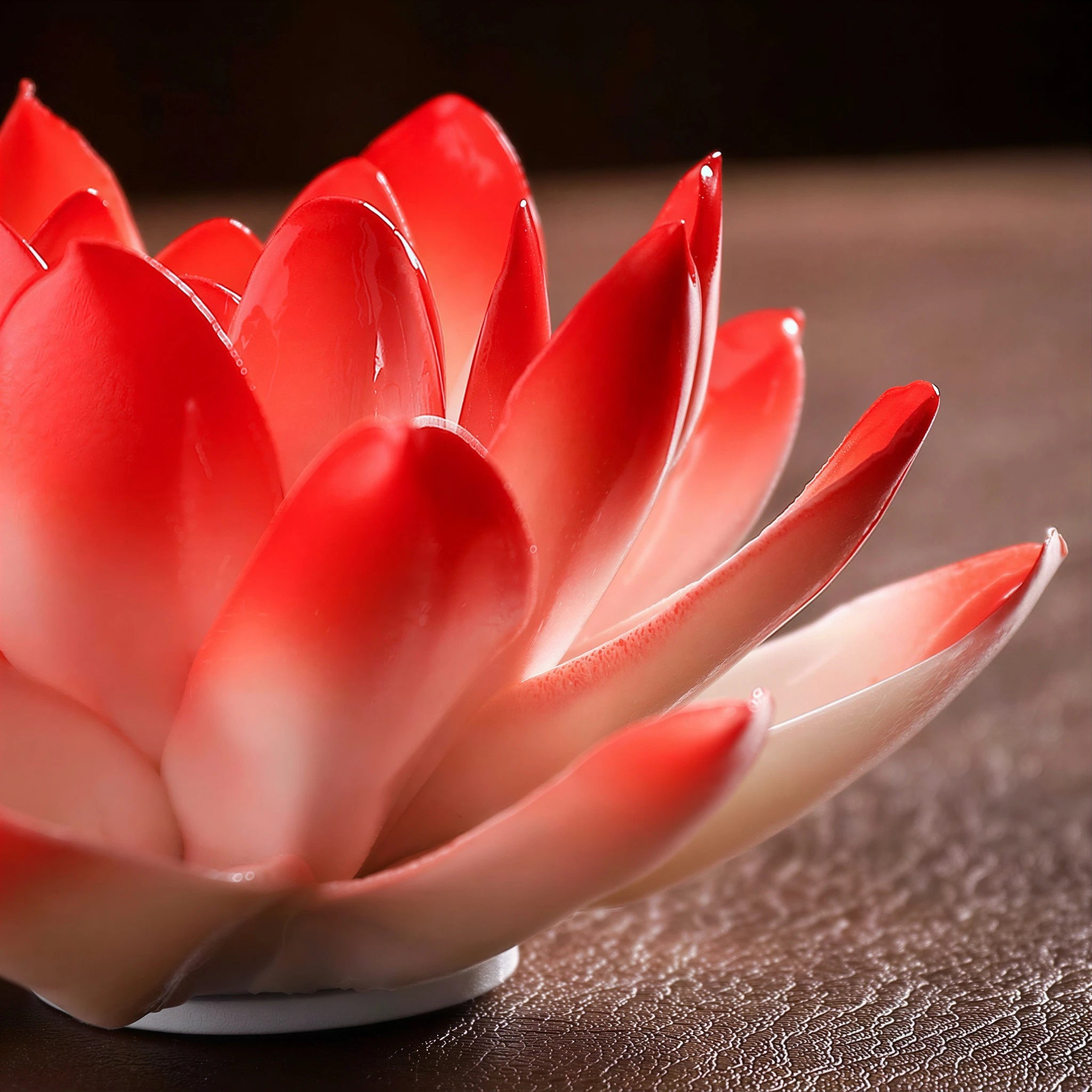 Close view of the glossy colored porcelain glaze