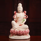Front view of jade-red Dehua porcelain Samantabhadra seated on a lotus