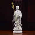 Front view of standing white Dehua porcelain Ksitigarbha with monk's staff