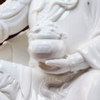 Close view of the impressed mark on the white porcelain Guan Gong