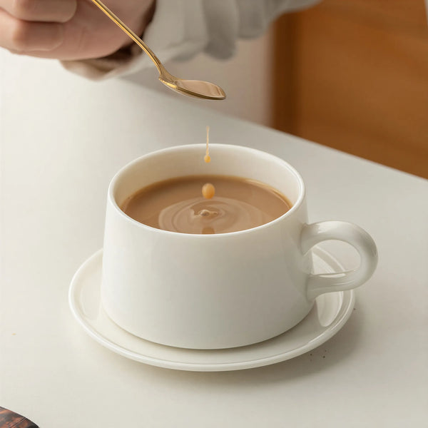 Dehua White Porcelain Floating Arc Coffee Cup Set