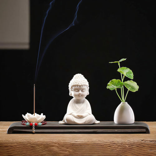 Blanc de Chine Buddha Miniature Zen Altar Set
