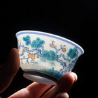 Light passing through the thin porcelain teacup body