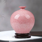 Blush Pink Crackle Glaze Pomegranate Vase