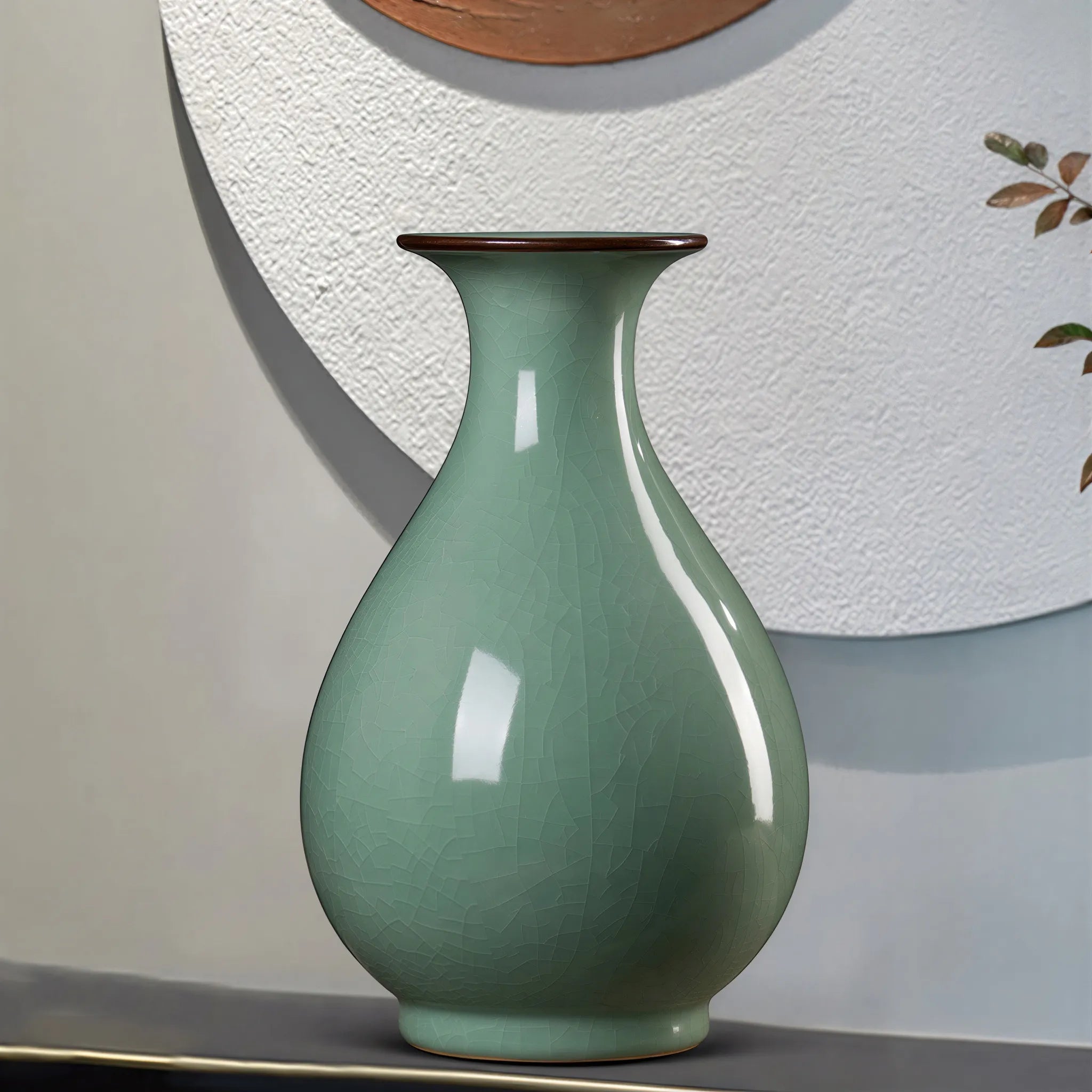 Celadon Yuhuchun Vase with Ice Crackle Glaze