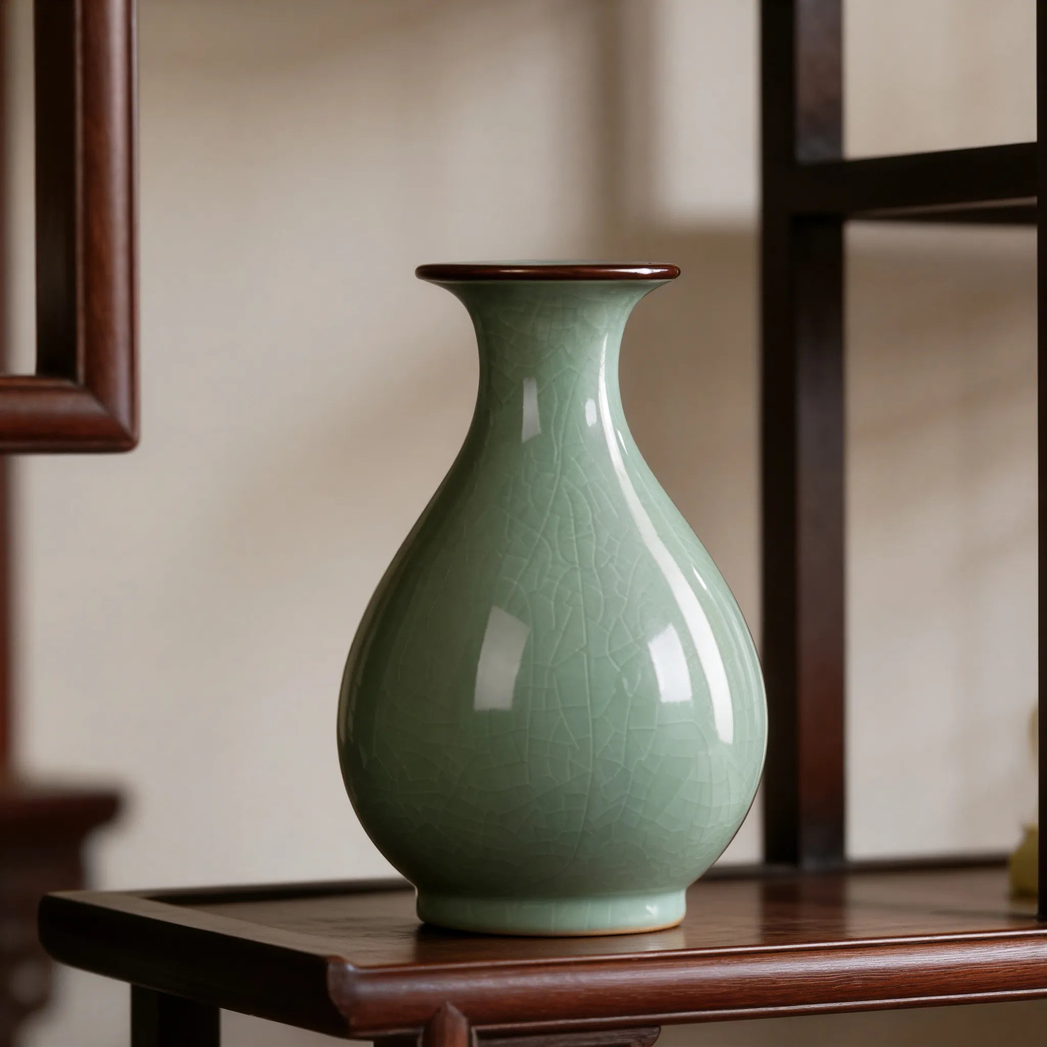 Celadon Yuhuchun Vase with Ice Crackle Glaze