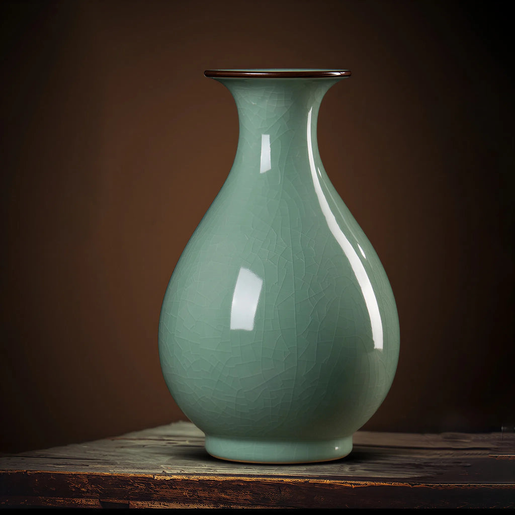 Celadon Yuhuchun Vase with Ice Crackle Glaze