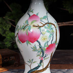 Eight-peach and red-bat motif on the famille rose vase