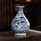Continuous fish and aquatic plant design around the vase