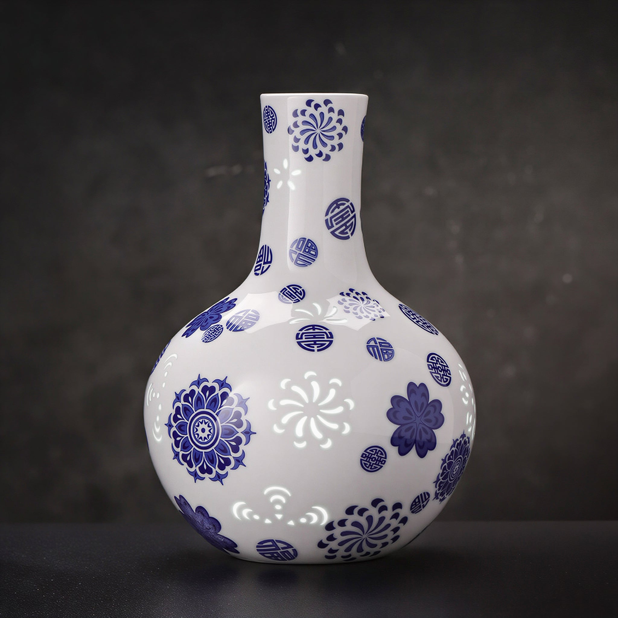 Cobalt Celestial Sphere Reticulated Vase