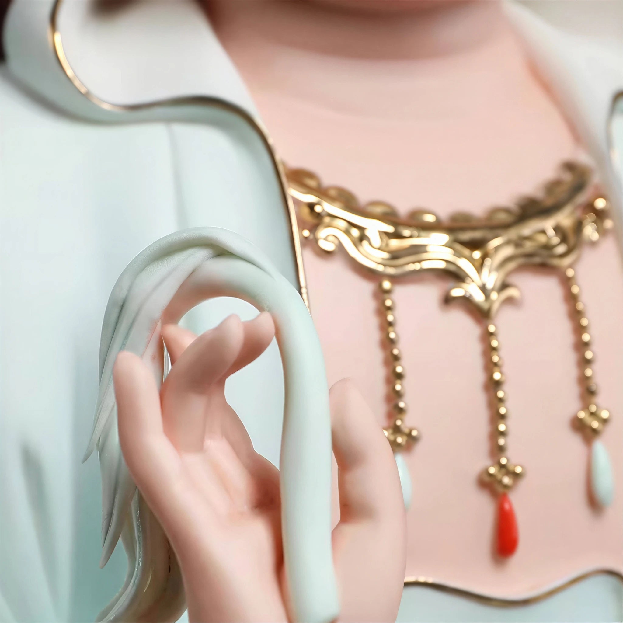 Detail of the willow branch and beaded jewelry