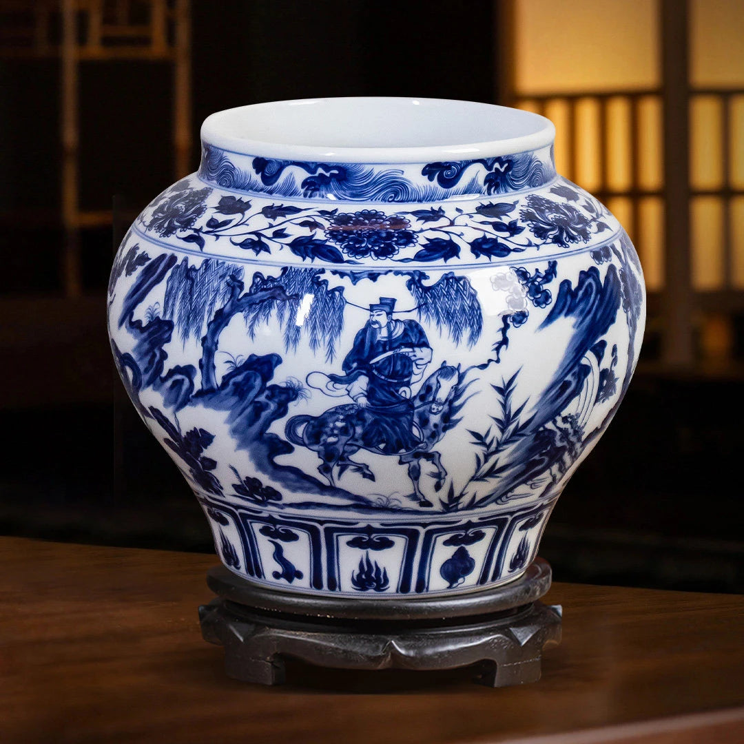 Guiguzi Descending the Mountain narrative scene in underglaze blue