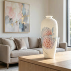 Hydrangea Meiping vase displayed on a light wood table in a contemporary living room