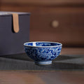 Wood-fired Jingdezhen blue-and-white millefleurs teacup
