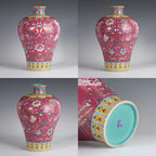 Multiple views of the Qianlong-style carmine graviata meiping