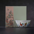 Jingdezhen doucai chicken cup displayed beside its presentation box