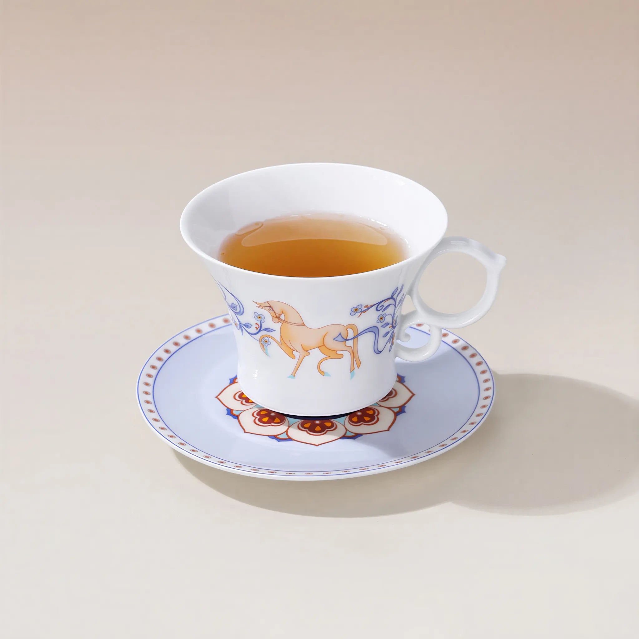 Jingdezhen Dunhuang-inspired porcelain coffee cup and saucer
