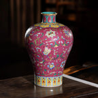 Famille rose graviata meiping displayed in studio light