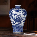 Front view of the Jingdezhen blue-and-white five-dragon meiping