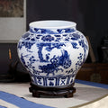 Front view of the hand-painted Jingdezhen Guiguzi narrative jar
