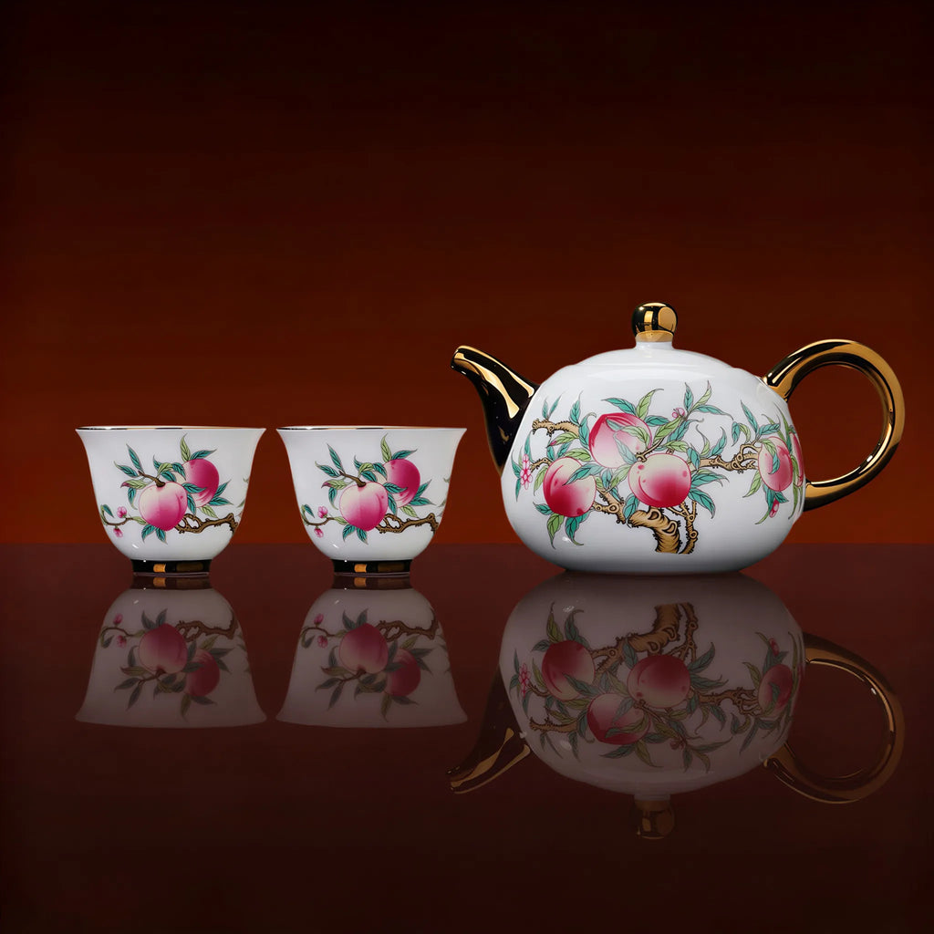 Front profile of the Nine Peaches and Five Bats teapot