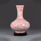 Front view of a Jingdezhen Qianlong-style underglaze red globular vase