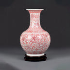 Front view of a Jingdezhen Qianlong-style underglaze-red Shangping vase