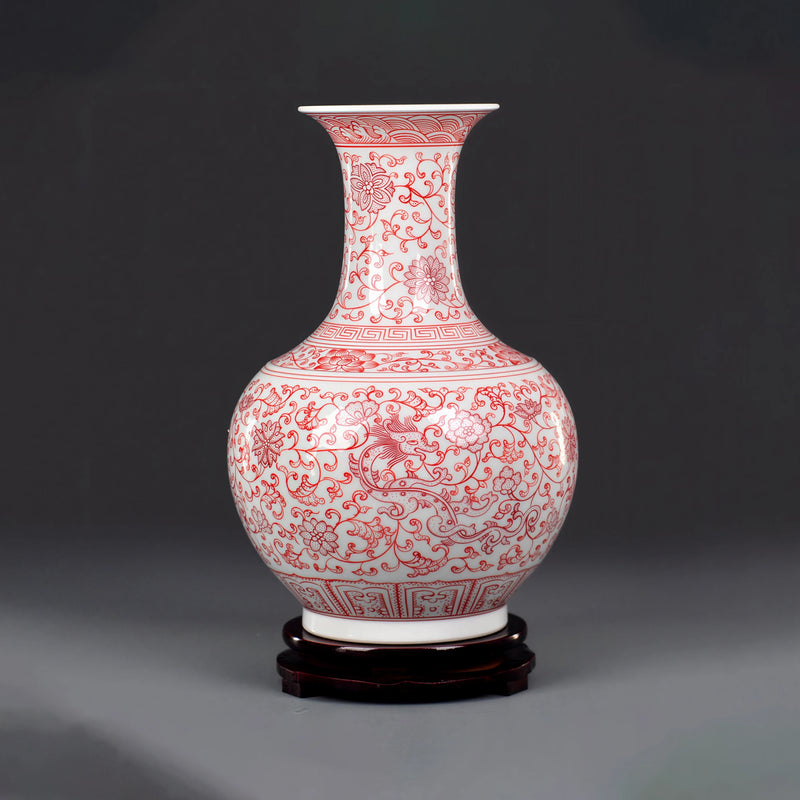 Jingdezhen Qianlong-Style Underglaze Red Shangping Vase