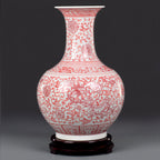 Jingdezhen underglaze-red Shangping vase displayed as a focal point